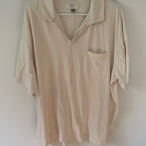 American Eagle Men's cotton Cream collared shirt XL